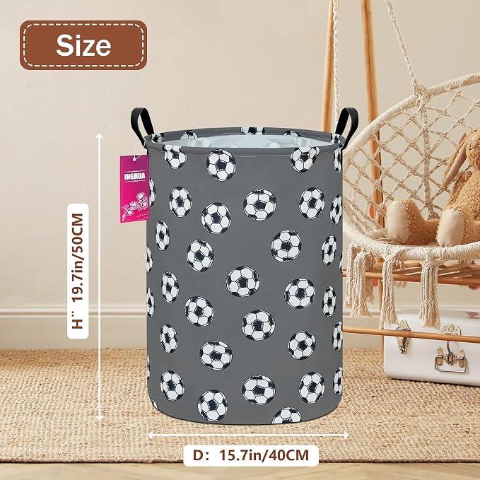 Football Fabric Storage Bin Nursery Organizer Basket | Organizer Bin Dirty Clothes Collapsible Waterproof for College Dorms, Boys and Girls Bedroom,Bathroom