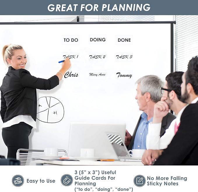 Magnetic Dry Erase Labels 5x3 28-Pack with 3 Kanban Included - Highly Durable and All-Purpose Labels for Office, Classroom, Organizers, Home. Whiteboard Blank Magnet Stickers Name Tags