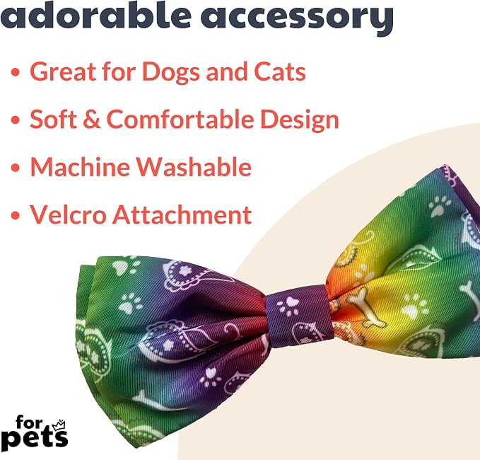Huxley & Kent Pet Bow Tie for Dogs & Cats - Adjustable Hook & Loop Collar Accessory - Cute & Comfortable for Holidays & Celebrations - Bone-Dana Multi, Small | Hook & Loop Attaches to Any Collar, Soft Polyester, Lightweight & Machine Washable, Perfect ...