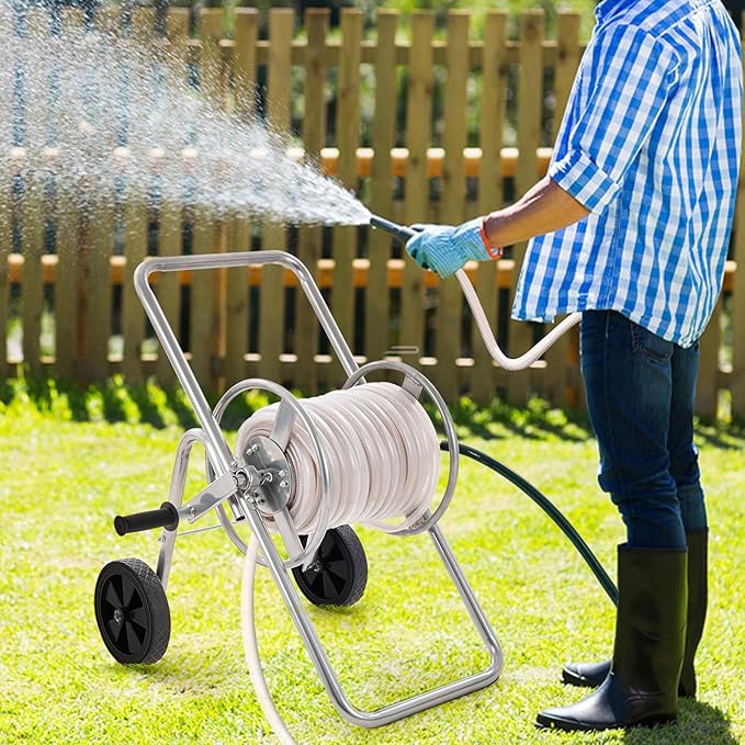 VEVOR Hose Reel Cart, Hold Up to 175 ft of 5/8’’ Hose (Hose Not Included), Garden Water Hose Carts Mobile Tools with Wheels, Heavy Duty Powder-Coated Steel Outdoor Planting for Garden, Yard, Lawn | for Garden, Yard, Lawn, Mobile Tools with Wheels, Heav...