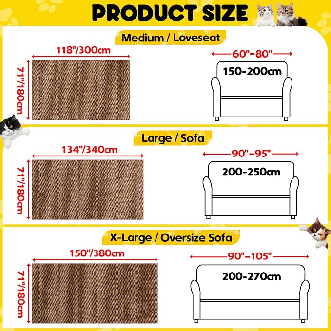 Loiion Cat Scratch Proof Furniture Protector Waterproof Sofa Cover 118"x71" | Pet-Friendly Couch Protector, Anti-Scratch & Anti-Slip Sofa Cover For Cats Dogs Kids, Machine Washable