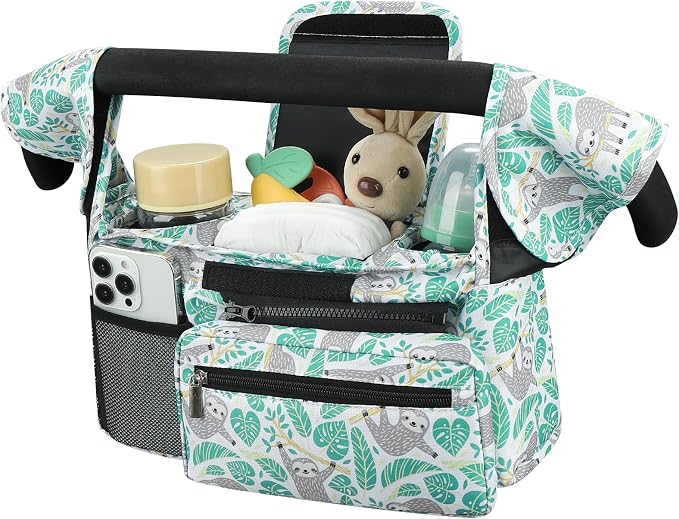 Accmor Universal Stroller Organizer with Insulated Cup Holder Detachable Phone Bag and Shoulder Strap,Stroller Bag Caddy Organizer for Uppababy, Baby Jogger, Britax Strollers