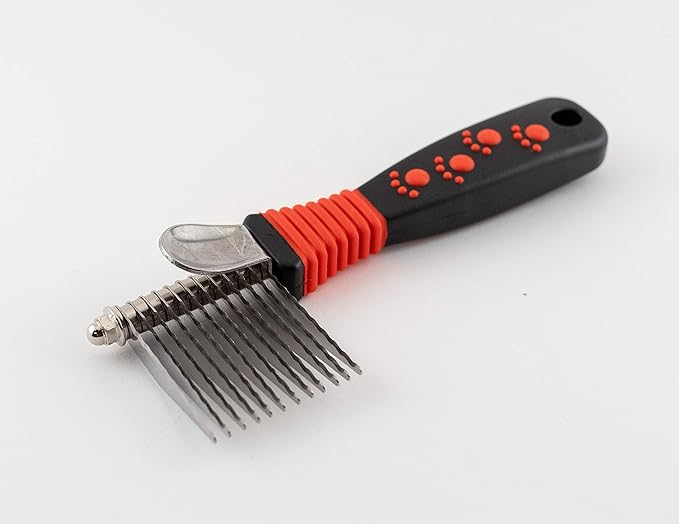 RYAN'S PET SUPPLIES Paw Brothers 12-Blade Dematting Tool for Dog Grooming, Professional Grade, Stainless Steel Blades, Comfort Grip, Gentle on Skin
