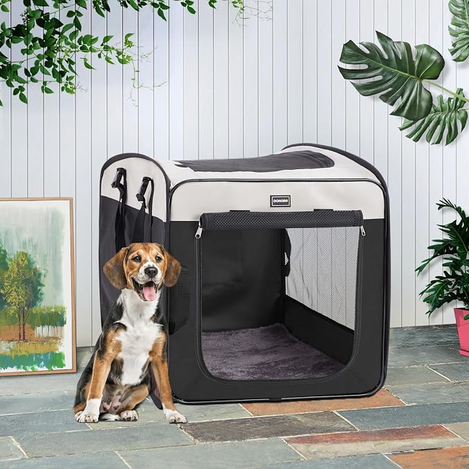 Dog Kennels and Crates for Medium Dogs, Portable Pop Up Indoor Pet Cage with Sturdy Wire Frame, Collapsible Travel Crate Soft Sided Cat Bag Escape Proof (Black, 28.0" L x 18.0" W x 22.0" H)