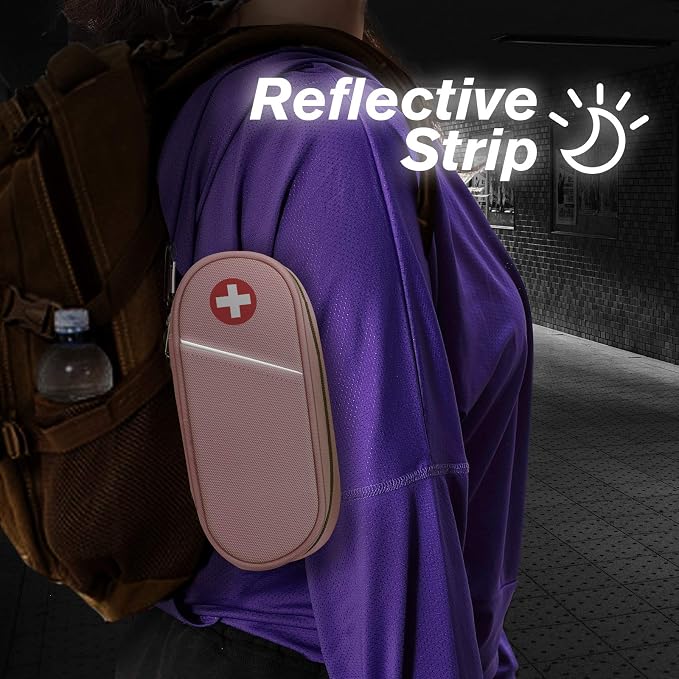 SITHON EpiPen Medical Carrying Case Insulated, Travel Medication Organizer Bag Emergency Medical Pouch Holds 2 EpiPens, Asthma Inhaler, Anti-Histamine, Auvi-Q, Allergy Medicine Essentials, Pink | Emergency Medical Travel Pouch Holds 2 EpiPens, Asthma I...