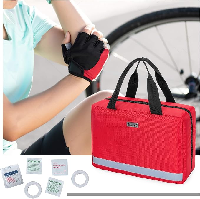 Trunab Small First Aid Kit Bag Empty Portable Emergency Kits Trauma Bag,Red | Medical Pouch Ideal for Car, Home, Camping and Hiking,Bag Only