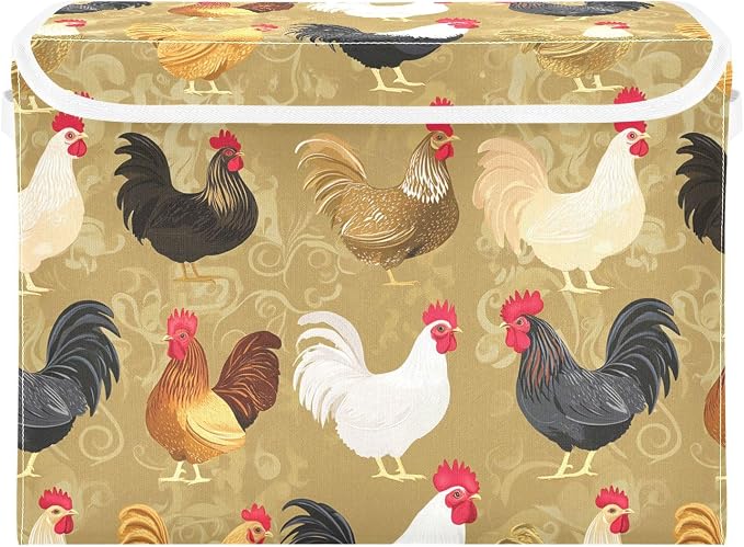 Art Pet Chicken Gold Stackable Storage Bins Organizer And Storage Lidded for Bed Sheet Under Bed