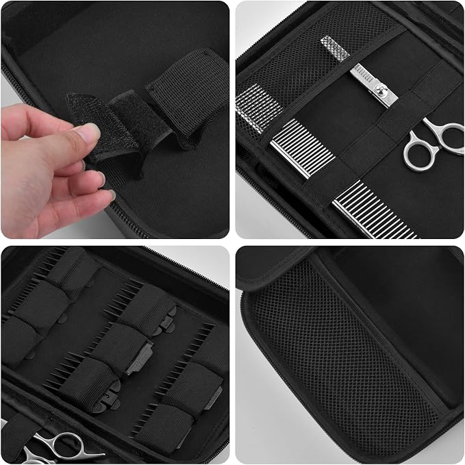 Boobowl Barber Accessories Bag for Clippers and Supplies, Hair Clipper Box | Portable Mens Clipper Storage Holder Organizer for Hair Cutting, Guard Grooming Kit and Barbers Supplies (Bag Only) -Black