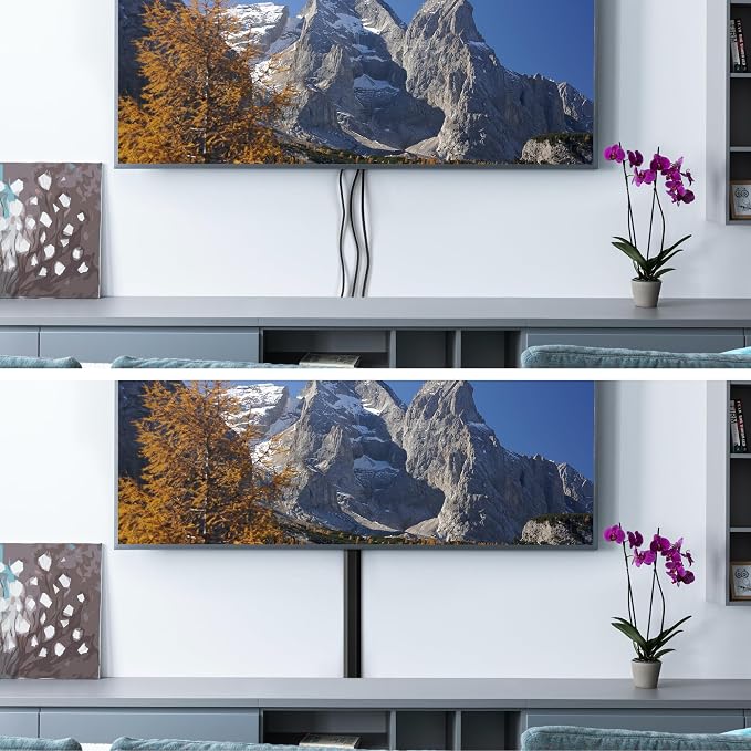 62.8in Black Cord Hider for TV on Wall, Paintable Cord Cover Wall Kit | Wire Cover for Wall, Cord Hiders for TV on Wall, Hide Cords Wall Mounted TV - Cord Concealer Cable Channel: W0.98in H0.5in