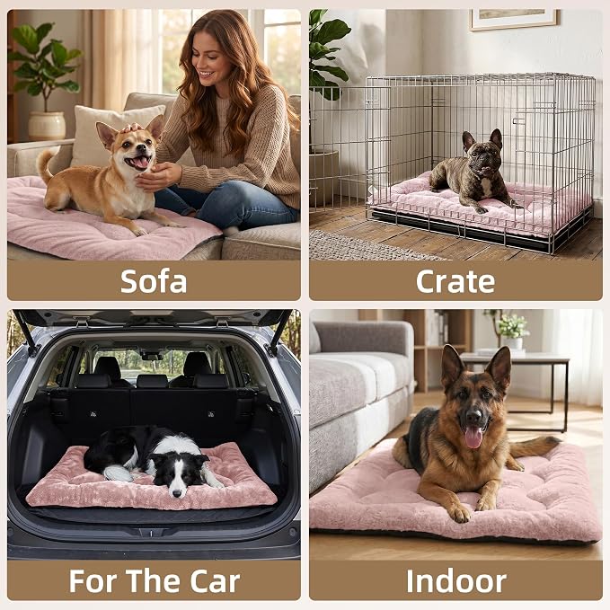 Dog Bed 22" for Metal Crate Pad, Washable Kennel Mat for Small Puppy & Cats | Soft faux rabbit fur, non-slip,machine wash/dry, plush cushioning, for crates, floors & travel, multiple sizes for all breeds