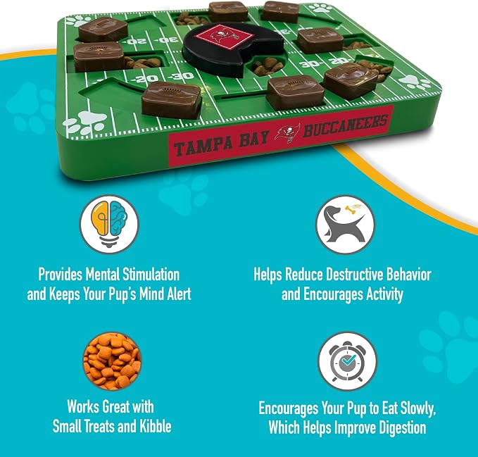 Pets First NFL Tampa Bay Buccaneers Puzzle, Interactive Dog Treat Puzzle Toy