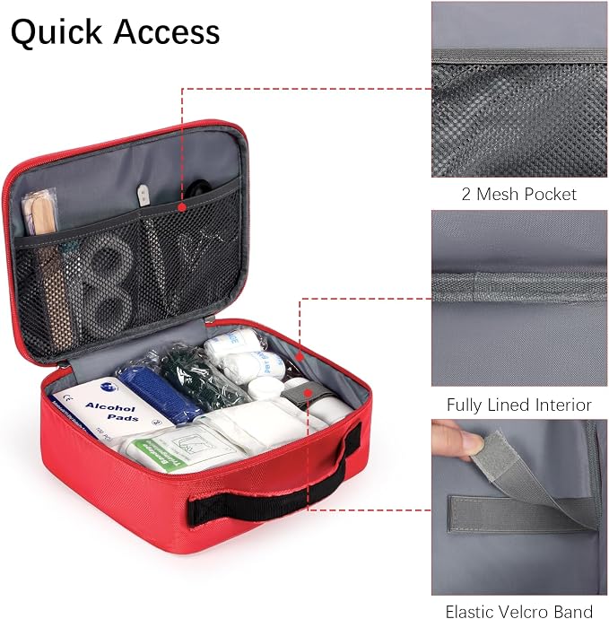 Gatycallaty First Aid Bag Empty Emergency Treatment Medical Bags Multi-Pocket for Home Office Car Traveling Hiking Trip (Medium, 1 Piece)
