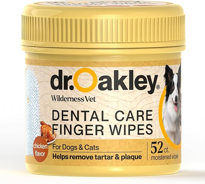 Dr. Oakley Yukon Vet Pet Teeth Cleaning Wipes for Dogs & Cats Bad Breath & Plaque Removal (Chicken Flavor)