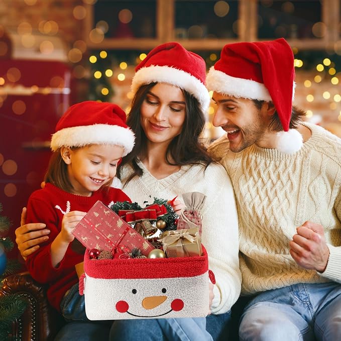 Christmas Gift Basket, Large Red Collapsible Storage Basket with Handles, Empty Holiday Basket for Gifts, Blankets, Baby Items and Home Christmas Decorations