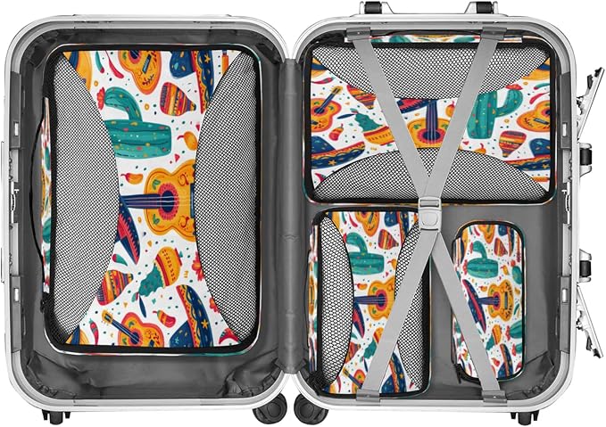 Packing Cubes for Travel, Wild Tropical Cactus Travel Luggage Packing Organizers for Women Men, Large Custom Toiletries Bag for Clothes Shoes, Cowboy Hat