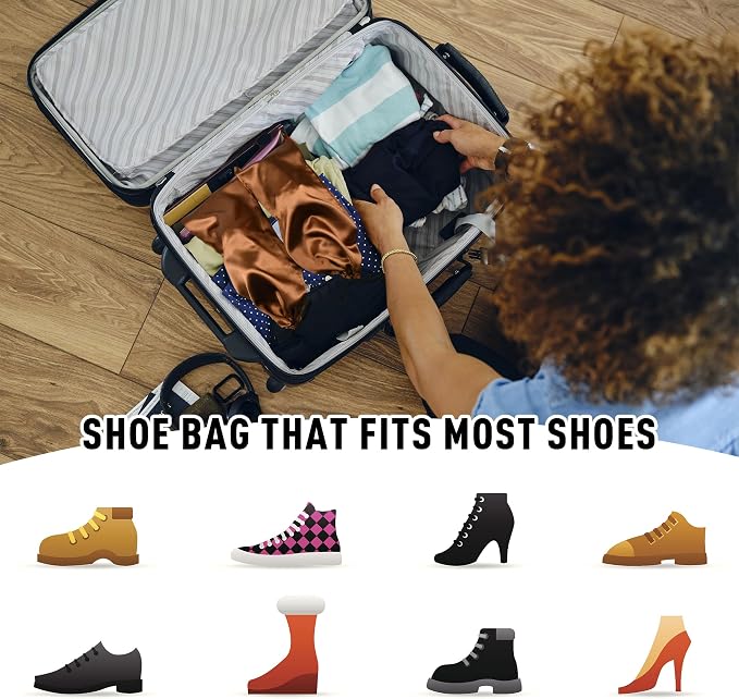 GONGKANGYUAN 10 Pack Shoe Bags for Travel Satin Fabric Shoe Bag with Drawstring for Men Women Travel Protecting Storing Shoes (Violets)
