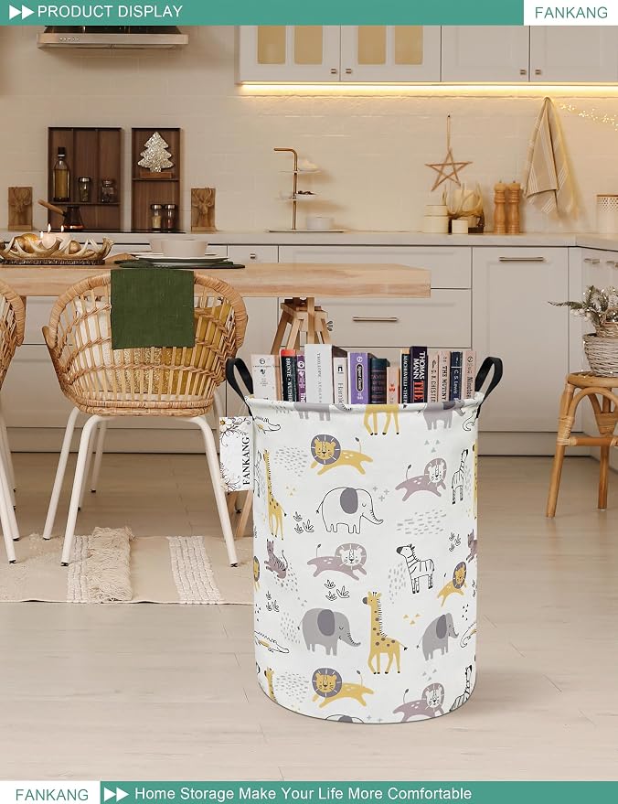 Storage Bin Foldable Nursery Organizer Basket Lovely Animal | Foldable with Waterproof PE Coating Organizer Bin for Kids Boys and Girls,Office,Bedroom,Clothes