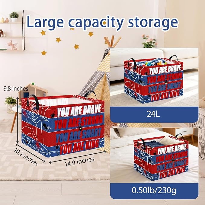NTAOHAMPER Rectangular Storage Basket Empty,Storage Bin with Handles,Room Decor,Gift Basket,Book Box(Spider Web)