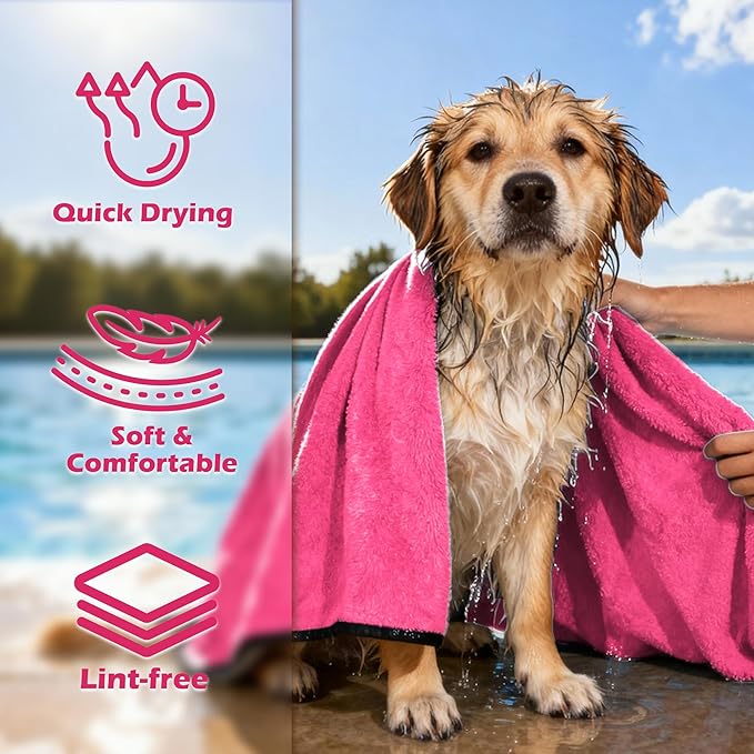 MICOOYO Dog Towels for Drying Dogs 3 Pack, Ultra Absorbent Microfiber Pet Bath Blanket | Quick Dry Towel for Dogs and Cats, 20"x40", M