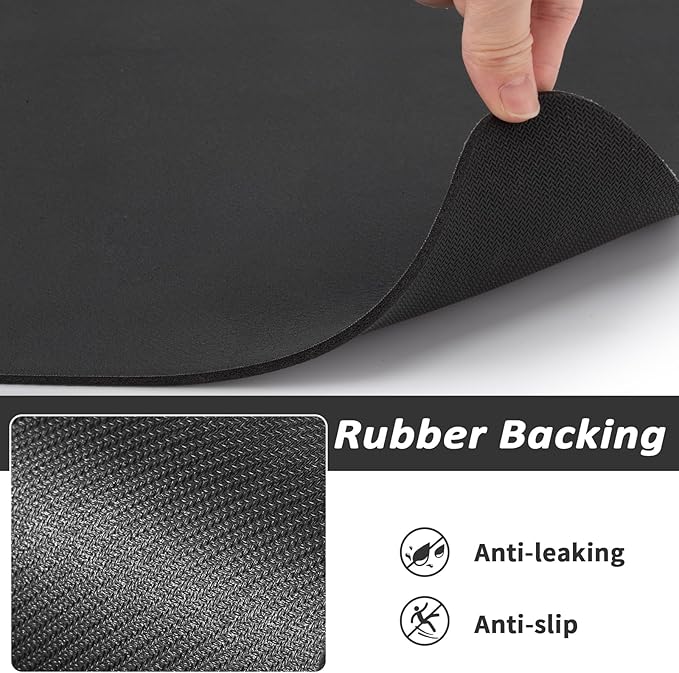 HotLive Dog Food Mat - Absorbent Cat Mat for Food and Water, No Stains Pet Feeding Bowl Mat, Easy to Clean Pet Placemats, Quick Dry Dog Water Dispenser Mat for Messy Drinkers | Black 16"x 24"