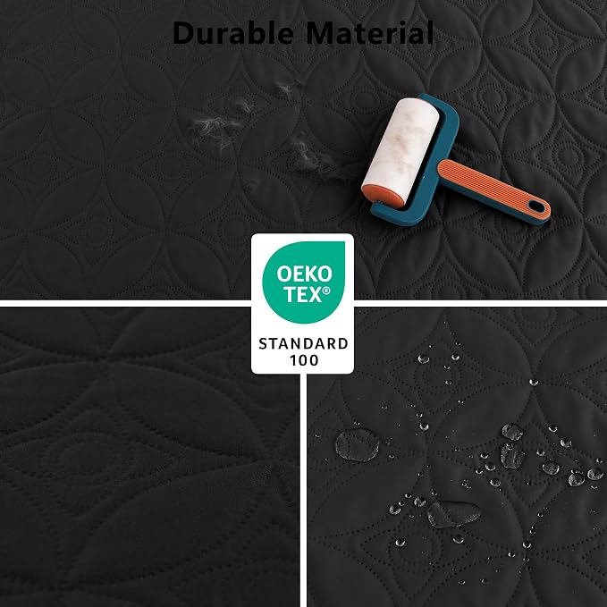 Waterproof Couch Cover for Dogs - Washable Pets Furniture Protector | TPU Leak-Proof Liner, Lightweight & Reversible, Fits Chair, Sofa, Bed, 52" x 82" , Black/Darkgrey