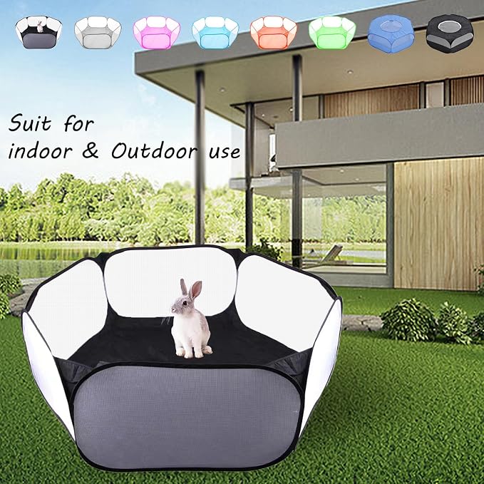 Small Animals Playpen, Portable Pop-up Open Interactive Pet Tent, Indoor Outdoor Fence for Rabbits, Guinea Pig, Hamster, Chinchillas, Kittens, Puppies