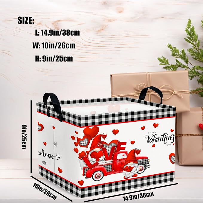 Cute Large Valentine's Day Gift Basket Empty Heart Decor Storage Bin for Kid Baby Room Décor (Red Truck Love)
