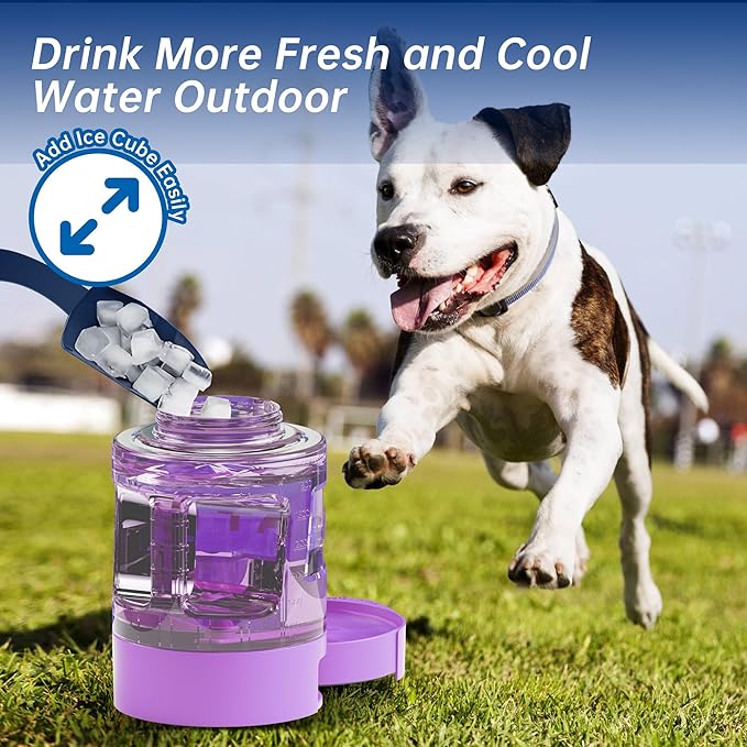 77oz Dog Water Dispenser, 2.2L Large Portable Dog Water Bottle with Pull-Out Drinking Bowl, BPA Free Leak-Proof Pet Travel Water Container for Camping, Hiking, Beach, Car Travel Essentials- Purple