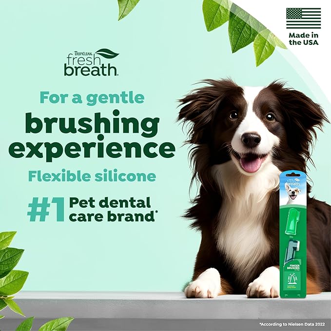 TropiClean Fresh Breath Finger Brushes for Pets, 2 pack -