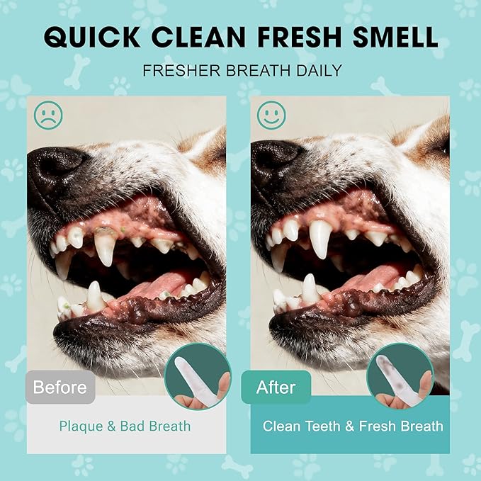 Dog Teeth Cleaning Wipes, Pet Dental Cleaning Finger Wipes Tooth Brushing Kit for Dogs Cats Remove Plaque Tartar Bad Breath Ear Wax, 50 Pcs Dog Healthy Mouth Tooth Wipes for Pets Daily Care, Coconut