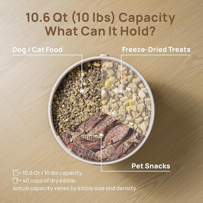 smartoo Vacuum Cat Dog Food Storage Container 10 lb, Dry Pet Food Storage | 10.6 Qt Airtight Cat Food Storage Container with One-Button Easy Use, Magnetic Scoop Incl., BPA-Free, Durable, Rechargeable