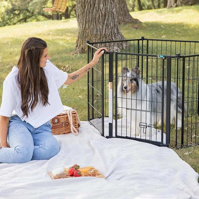Carlson Pet Products Outdoor Super Wide Pet Pen and Gate Black 28x144 Inch