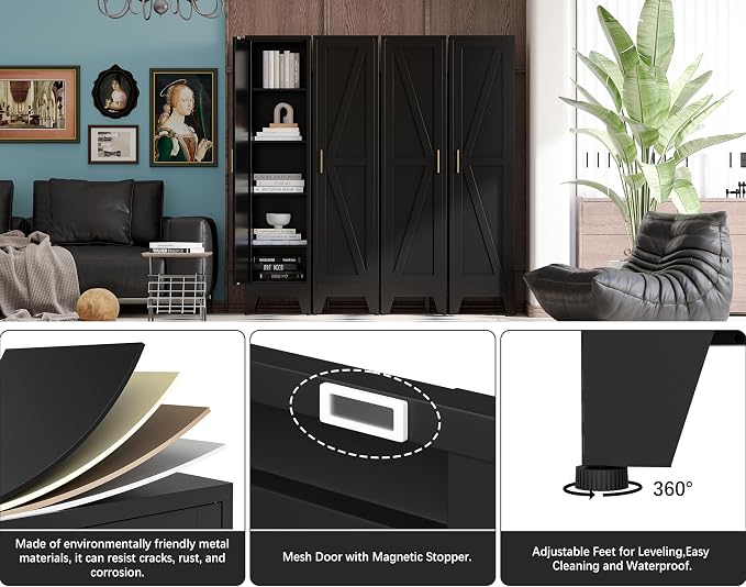 67" H Broom Closet Storage Cabinet,Mop Closet,Metal Narrow Bathroom Cabinet,Utility Cleaning Cabinets