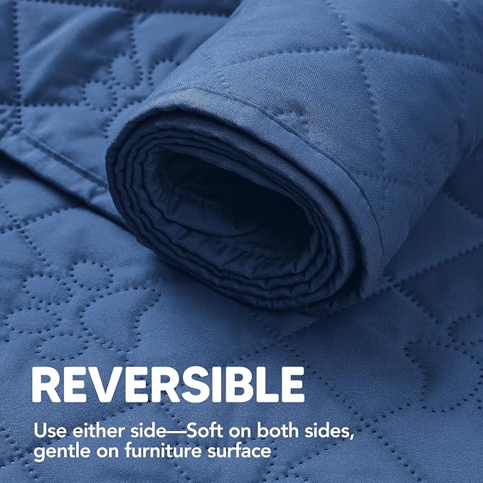 PAWFINITY Waterproof Bed Cover for Dogs, Pet Blanket for Mattress Washable | Paw Print Quilted, Hair Resistant, Anti Cat Scratch, Pee Proof Furniture Protector for Queen Size Bed, 68x82 Inch, Blue