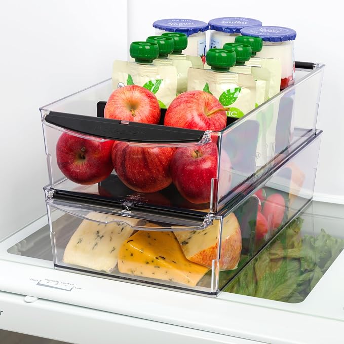 Progressive ProKeeper+ Pantry & Refrigerator Storage Containers – Modular Bins and Organizers (Wide Stackable Bin, 8.5"L x 16.5"W x 3.6"H)