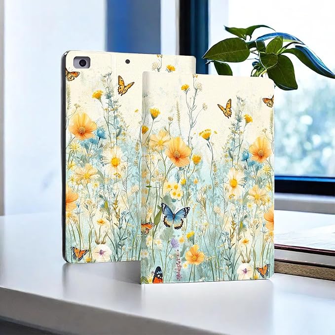 for Microsoft Surface Pro X/Pro X Plus-13 2019/2020/2021/2024 Tablet Case,Auto Wake/Sleep,Adjustable Stand Protective Cover - Flower Butterfly