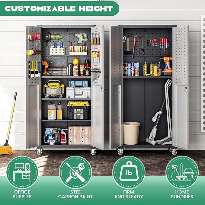 10-Piece Heavy Duty Steel Garage Cabinet System | All-in-One Modular Garage Cabinet Set for Ultimate Workshop Organization | Easy Assembly Garage Storage Cabinets & Tool Bench