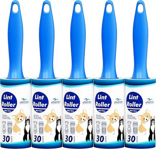 Mini Extra Sticky Lint Rollers for Travel - 150 Sheets Small Sized Portable Lint Removers for Pet Hair and Debris Pickup150, Travel Essentials