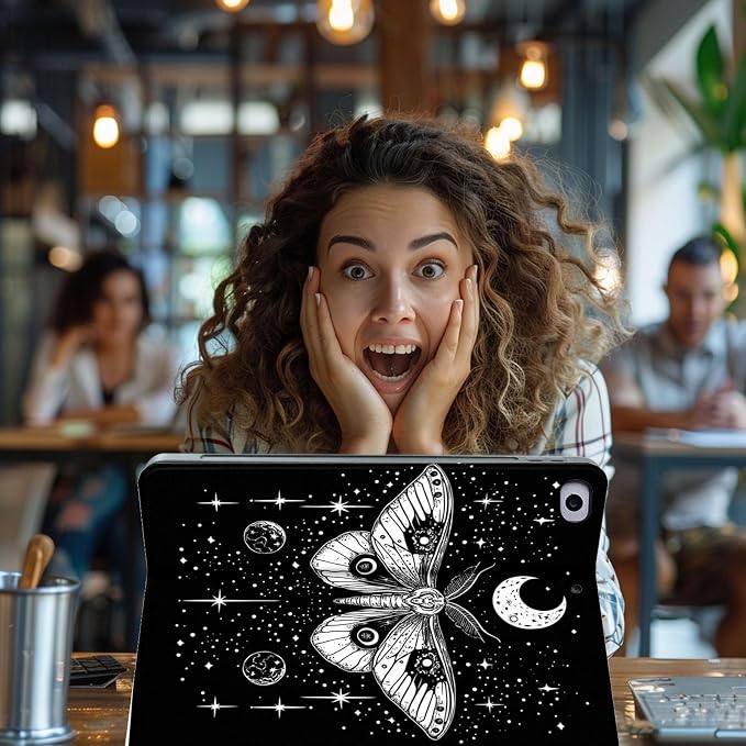for Microsoft Surface Pro X/Pro X Plus-13 2019/2020/2021/2024 Tablet Case,Auto Wake/Sleep,Adjustable Stand Protective Cover - Moth Starry Sky