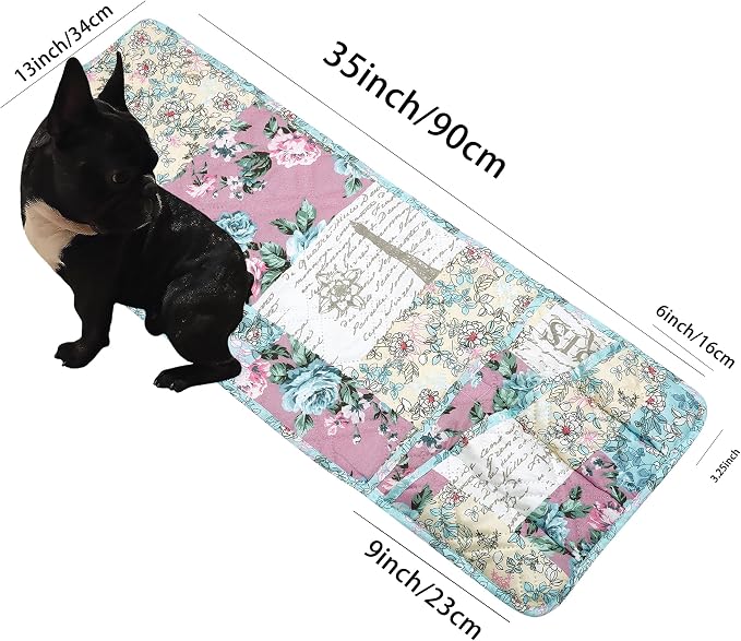 Brilliant Sunshine Lilac & Egg Blue Rose Couch Armrest Cover, 35"×13" | Washable Magazine Holder, Armrest Organizer & Caddy on Sofa, Recliner, Armchair, Storage for Remote Controls, Phone, iPad
