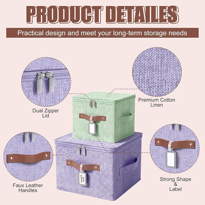 6 Pack Fabric Bins with Lids, 10 x 8 x 7 Inch Colorful Fabric Storage Bins with Zipper Lids and Labels, Decorative Foldable Storage Cubes with Handles for Closet Nursery Organization, Colored