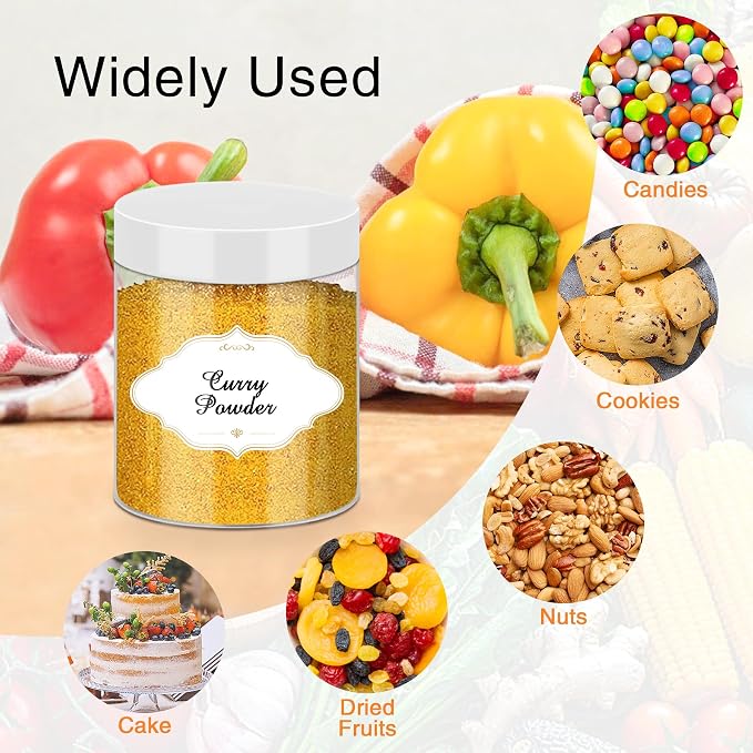 PeacePeo 8 OZ Plastic Jars, 48 Pack Clear Slime Containers with Lids | Stackable Leakproof Storage Jars, White Lids, Round Empty, Wide Mouth, for Pantry, Cabinet and Countertop Organization