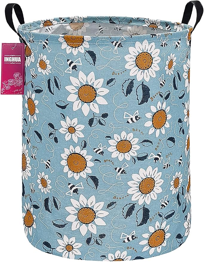 Sunflower Fabric Storage Bin Nursery Organizer Baske | Organizer Bin Dirty Clothes Collapsible Waterproof for College Dorms, Boys and Girls Bedroom,Bathroom