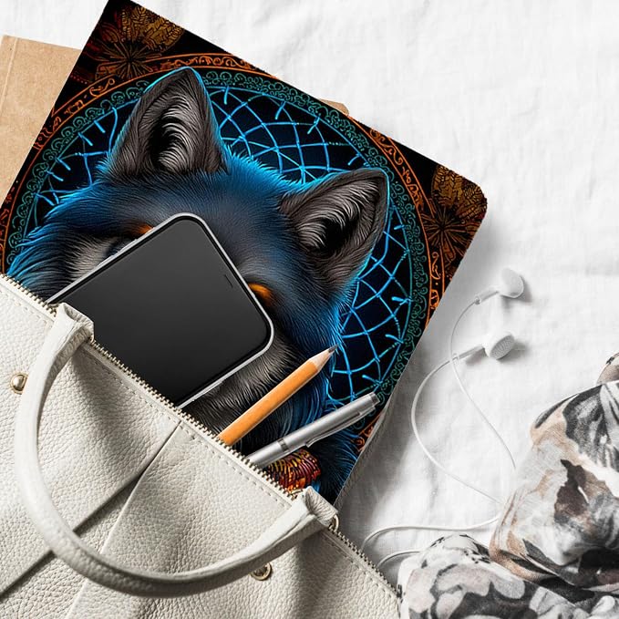 for Microsoft Surface Pro 7 Plus,Surface Pro 7/6/5/4 12.3" Tablet Case,Auto Wake/Sleep,Adjustable Stand Protective Cover - Wolf Dreamcatcher