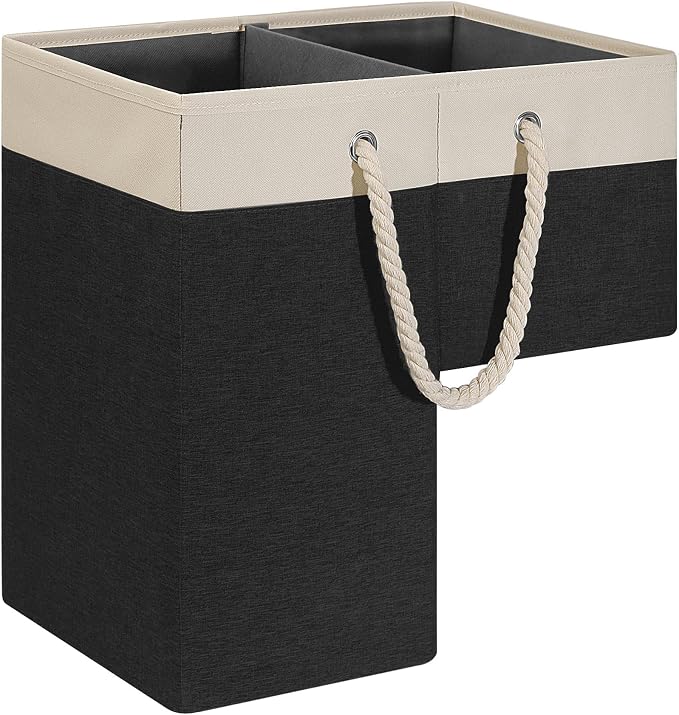 LHZ.K Stair Basket with Removable Divider & Sturdy Handles,1pcs Black | 16" Rigid Foldable Stair Storage Basket for Carpeted & Wooden Stairs, Large Capacity for Laundry, Toy, Pet Supplies & Clutter