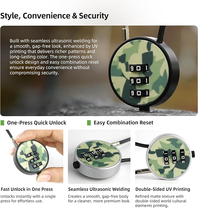 Small Locker Lock with Code, 3 Digit Combination Padlock, Small Padlock with Short Cable for Gym Locker, Cabinet, Tool Box, Luggage Locks for Travel Suitcase, Carry Bag, Backpack Zipper