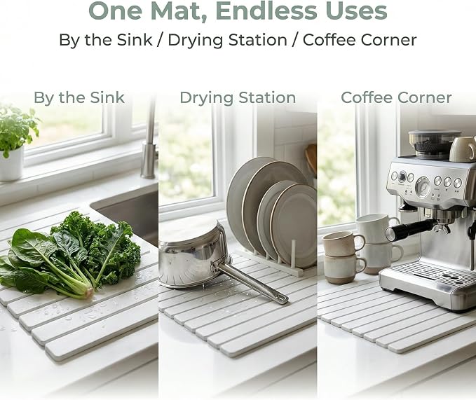 Stone Drying Mat of Kitchen Counter, Water Absorbent Diatomite Bath Mat