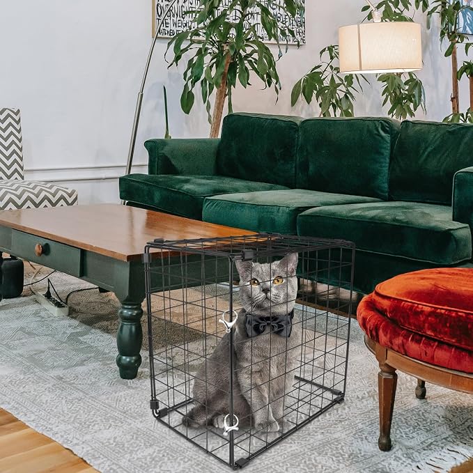 DOITOOL Foldable Iron Cat Cage for Pets Under 3kg with Rust-Proof Design, Portable Car and Domestic Environment Pet Cage for Cats, Lightweight and Sturdy