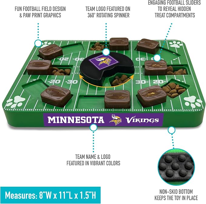 Pets First NFL Minnesota Vikings Puzzle, Interactive Dog Treat Puzzle Toy
