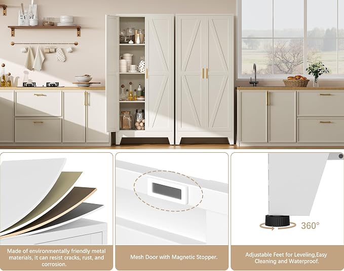 61" H Metal Storage Cabinets,Garage Cabinet,Broom Closet Storage Cabinet,Blue Storage Cabinets,Utility Cabinet